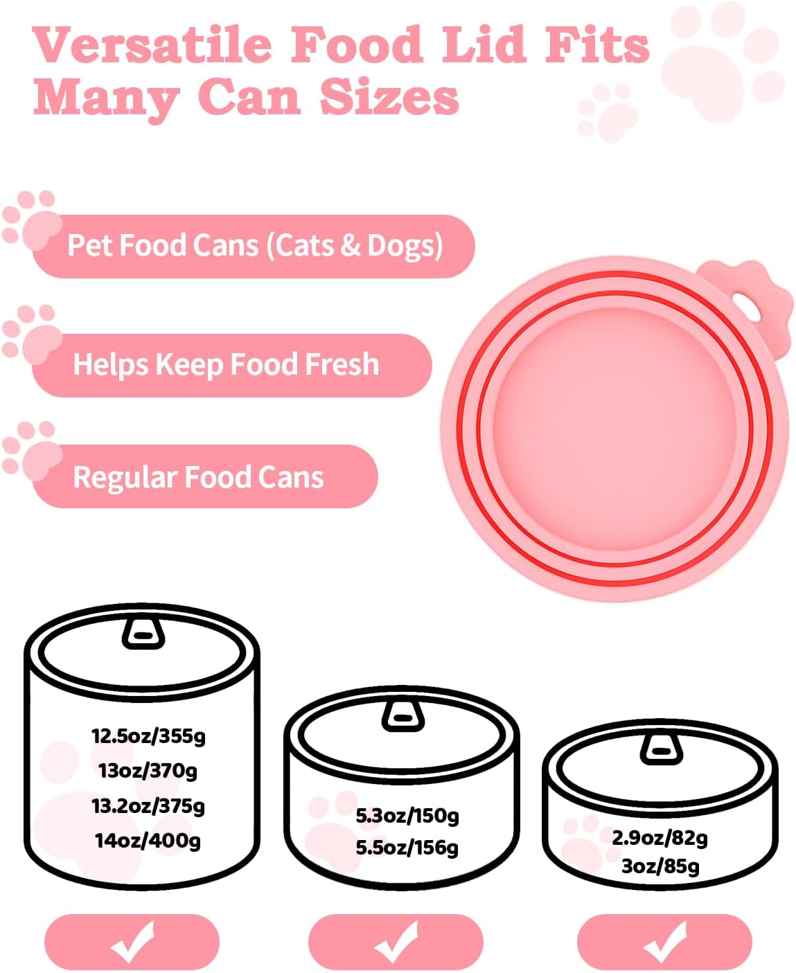 6 PCS Cat Food Can Covers Set, Reusable Silicone Can Lids with Opener, Stainless Steel Wet Food Spoon & Cat Treat Squeezer for Pet Feeding and Storage, Fits Cats & Dogs