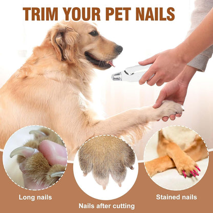 2-in-1 Dog Nail Grinder &Dog Nail Clippers with Light，Cat Nail Clippers ，Ultra-Quiet, USB Rechargeable, Multiple Grinding Methods, and Splash Guard for Large Medium Small Dogs Cats Pets(Pink)