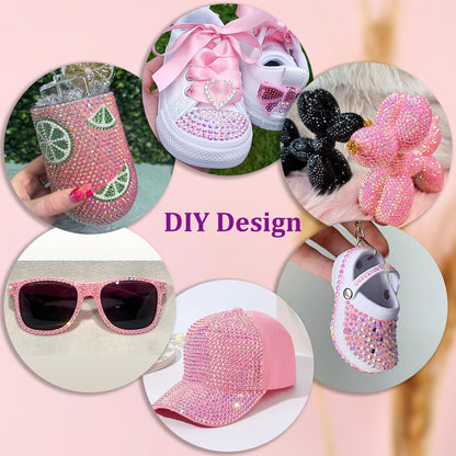 30000Pcs Resin Jelly Rhinestones with Tweezers for Crafting, Light Pink AB Flatback Gems, Bedazzling Crystal with 3Pcs 10ml B7000 Jewelry Glue for DIY Crafts Clothing Tumblers Shoes Fabric Nail Art