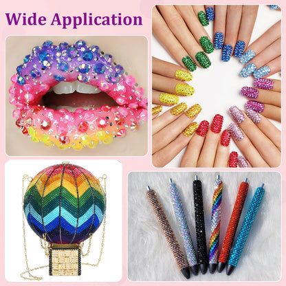 30000Pcs Resin Jelly Rhinestones with Tweezers for Crafting, Light Pink AB Flatback Gems, Bedazzling Crystal with 3Pcs 10ml B7000 Jewelry Glue for DIY Crafts Clothing Tumblers Shoes Fabric Nail Art