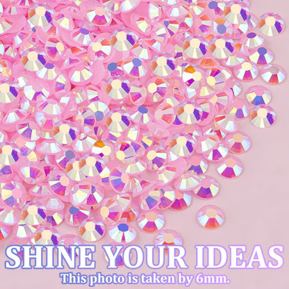 30000Pcs Resin Jelly Rhinestones with Tweezers for Crafting, Light Pink AB Flatback Gems, Bedazzling Crystal with 3Pcs 10ml B7000 Jewelry Glue for DIY Crafts Clothing Tumblers Shoes Fabric Nail Art