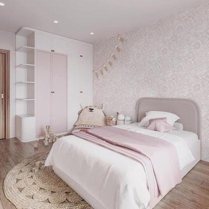 Peel and Stick Wallpaper Boho Pink and White Floral Wallpaper for Bedroom Bathroom Removable Self-adhsive Contact Paper for Cabinets Nursery Shelf Liner 17.3" x 394"