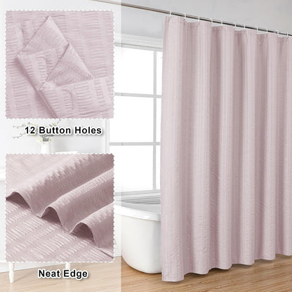Moga Pink Shower Curtain, Pink Bathroom Curtain with Textured, Embossed Fabric Shower Curtain, Hotel Quality Bathroom Shower Curtains, 72 x 72 Inches