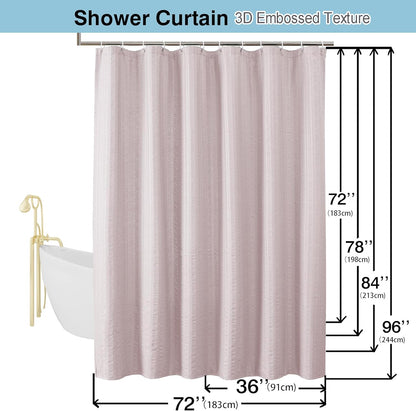 Moga Pink Shower Curtain, Pink Bathroom Curtain with Textured, Embossed Fabric Shower Curtain, Hotel Quality Bathroom Shower Curtains, 72 x 72 Inches