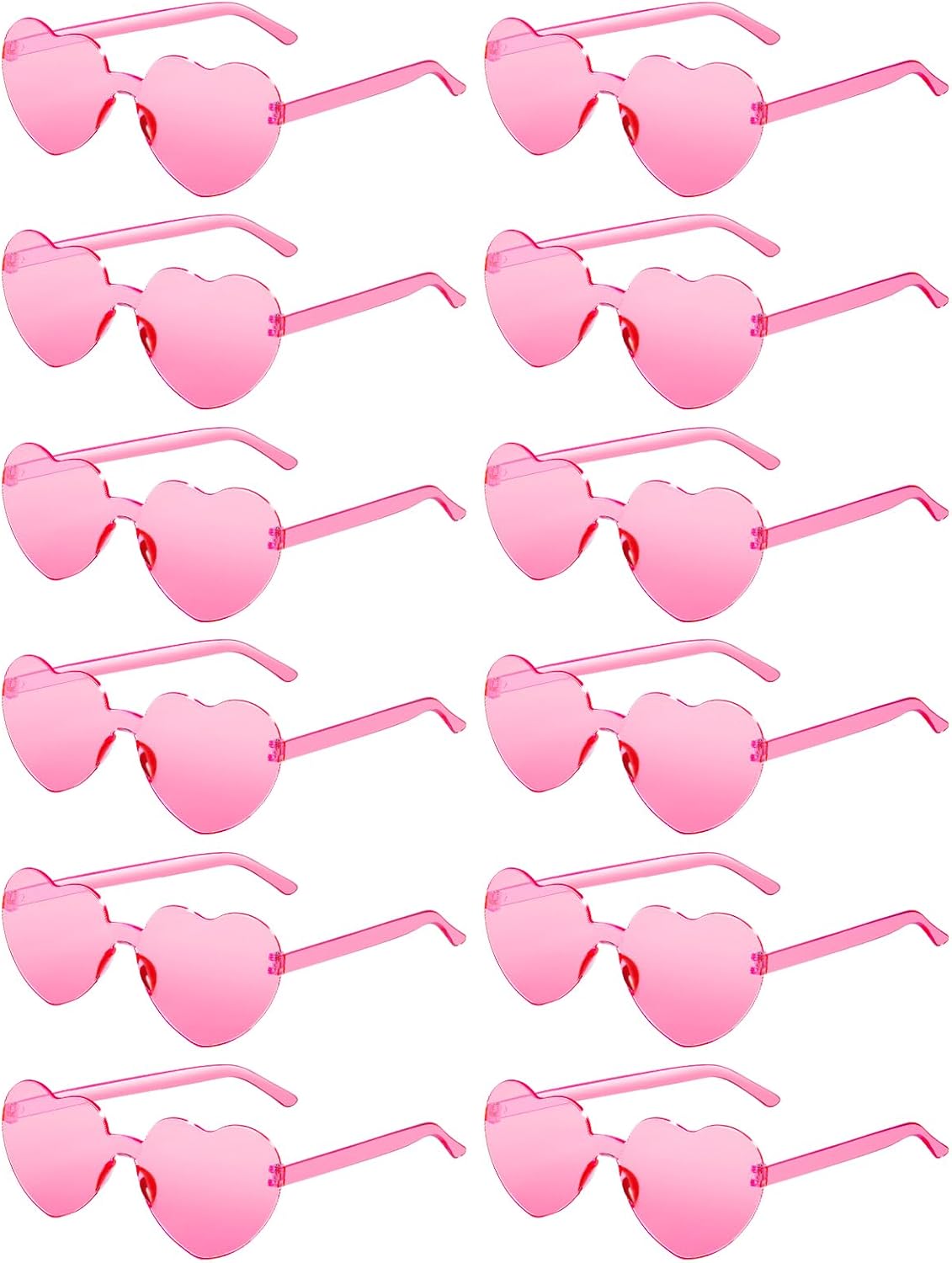 12 Pairs Heart Shaped Sunglasses for Women Colorful Glasses Fun Trendy Transparent Heart Sunglasses Party Favor