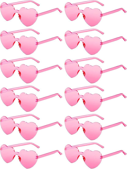 12 Pairs Heart Shaped Sunglasses for Women Colorful Glasses Fun Trendy Transparent Heart Sunglasses Party Favor