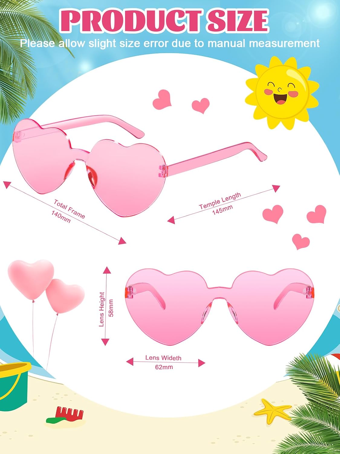 12 Pairs Heart Shaped Sunglasses for Women Colorful Glasses Fun Trendy Transparent Heart Sunglasses Party Favor