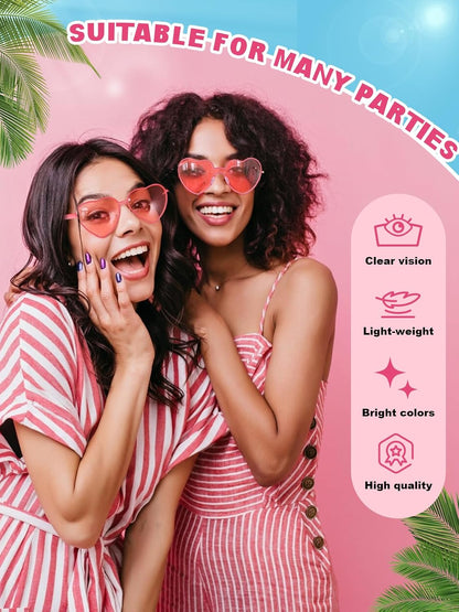 12 Pairs Heart Shaped Sunglasses for Women Colorful Glasses Fun Trendy Transparent Heart Sunglasses Party Favor