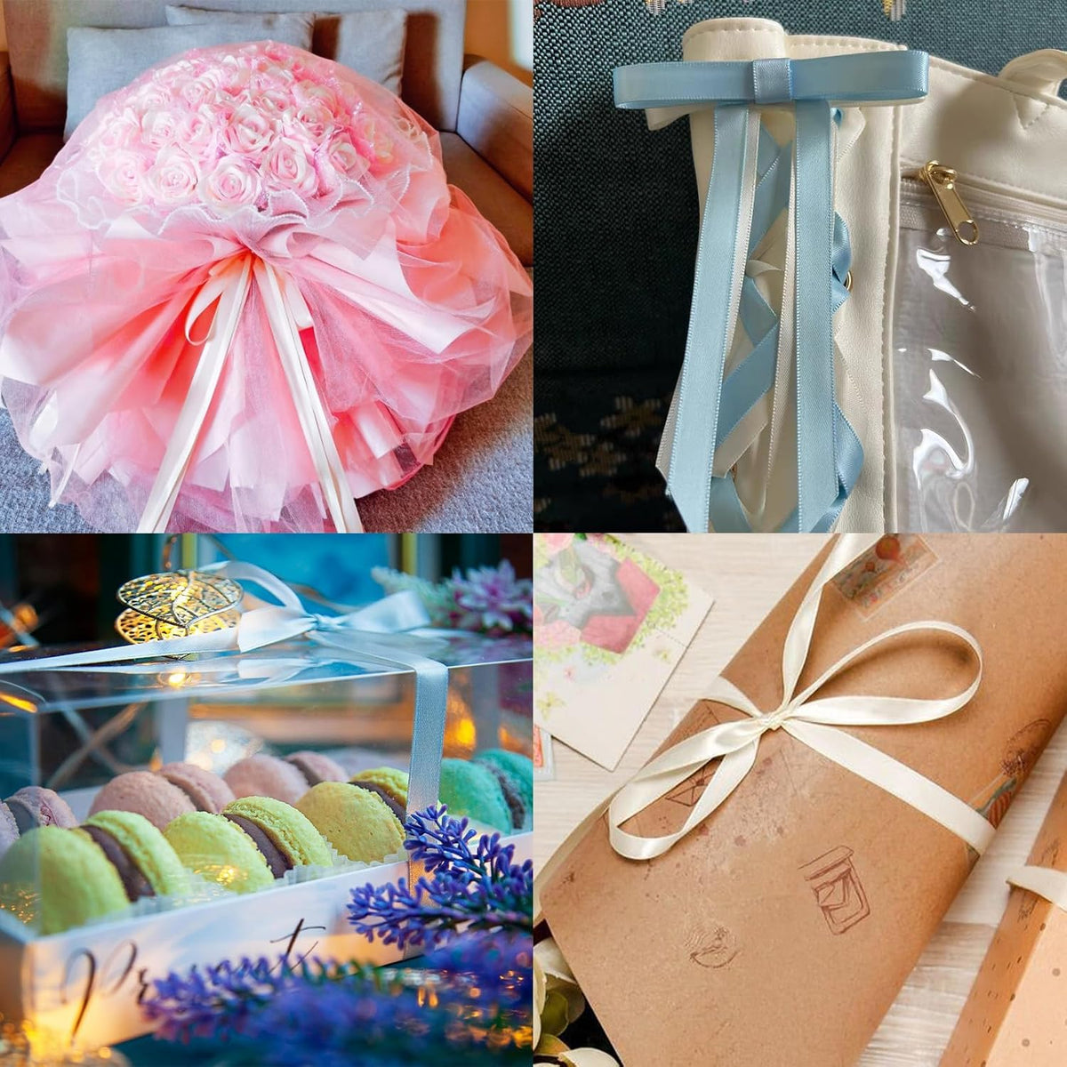 3/8 inch Wide 100 Yards Double Face Peach Satin Ribbon Fabric Ribbon for Gift Wrapping Very Suitable for Weddings Decoration Bouquet Balloons Arts Craft Sewing Hair Bow Invitation