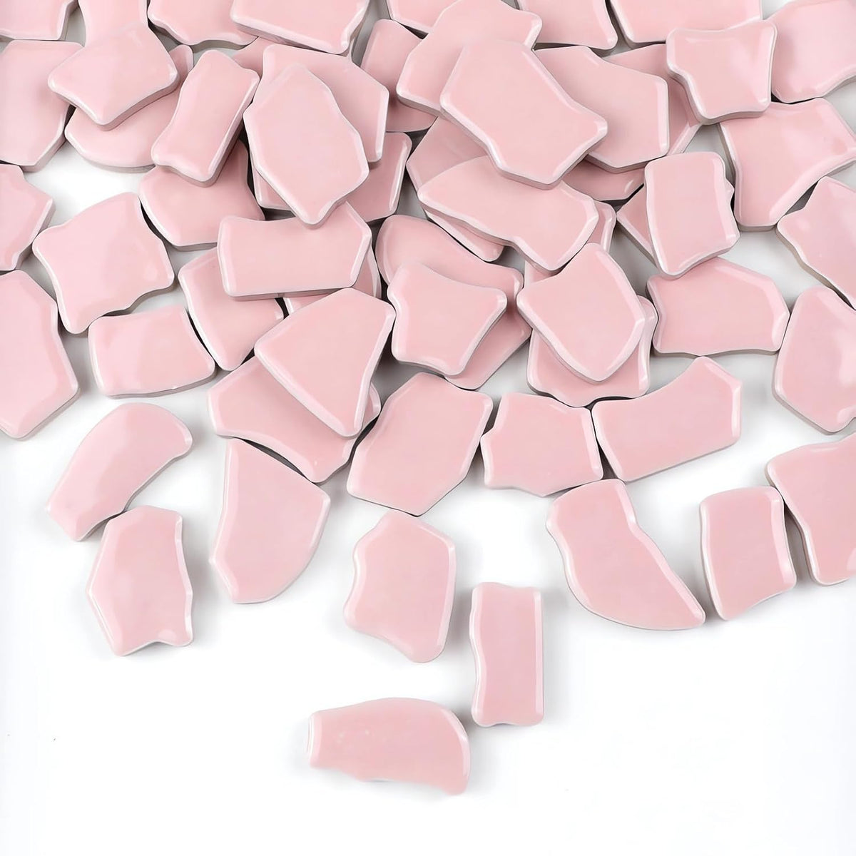 0.99 lb Glue Down Irregular Ceramics Mosaic Tile Adult Children Handmade Ceramics Craft for Outdoor Bathroom Kitchen Home Decoration DIY Art Projects(Pink)