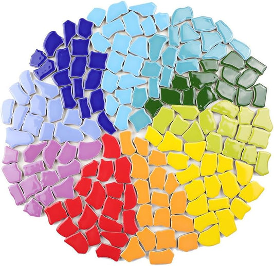0.99 lb Glue Down Irregular Ceramics Mosaic Tile Adult Children Handmade Ceramics Craft for Outdoor Bathroom Kitchen Home Decoration DIY Art Projects(Pink)