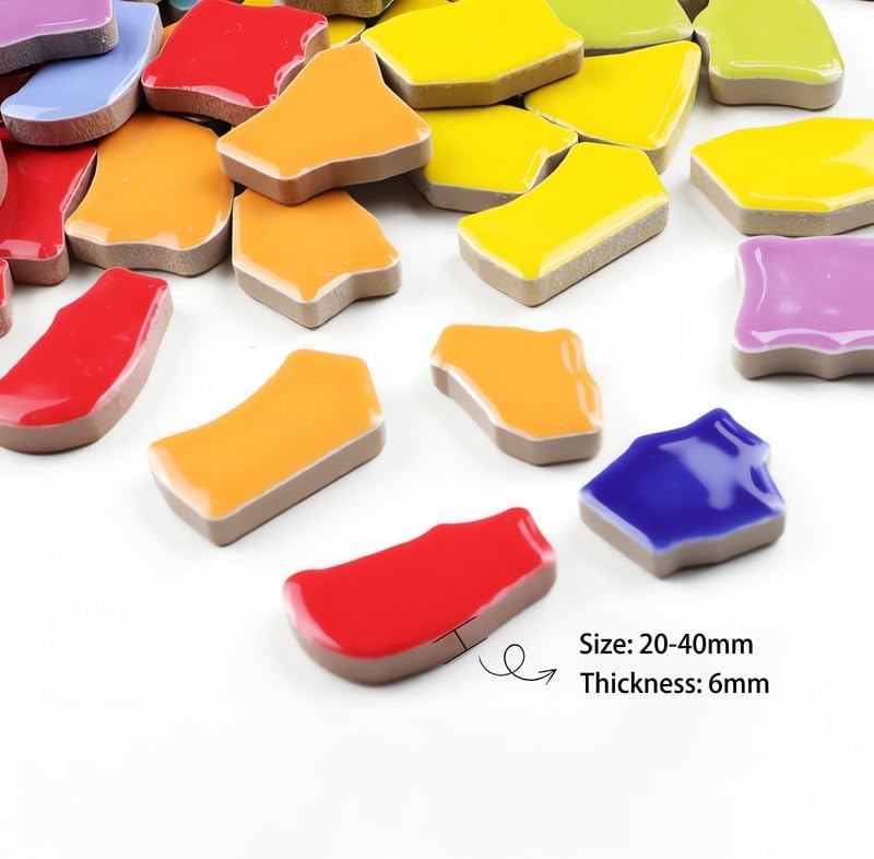 0.99 lb Glue Down Irregular Ceramics Mosaic Tile Adult Children Handmade Ceramics Craft for Outdoor Bathroom Kitchen Home Decoration DIY Art Projects(Pink)
