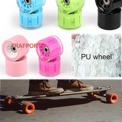 TRAFPORT Skateboard Trucks Set 4 Pcs Pack Wheels Longboard Wheels for Cruising Street Wheel 60mm with Skateboard Bearings Skateboard Pads Skateboard Tool