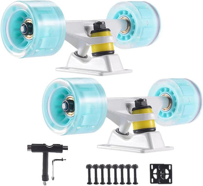 TRAFPORT Skateboard Trucks Set 4 Pcs Pack Wheels Longboard Wheels for Cruising Street Wheel 60mm with Skateboard Bearings Skateboard Pads Skateboard Tool