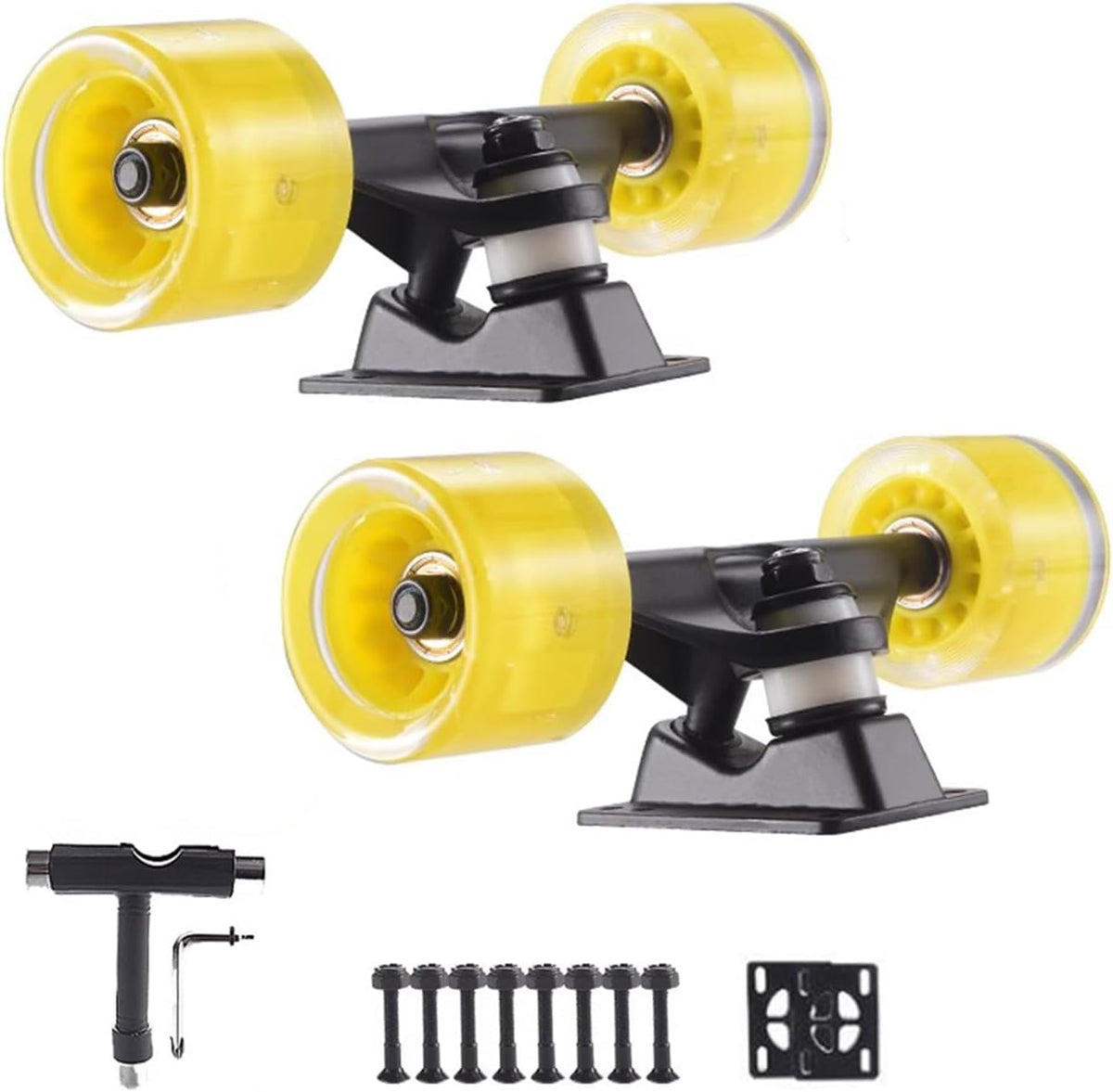 TRAFPORT Skateboard Trucks Set 4 Pcs Pack Wheels Longboard Wheels for Cruising Street Wheel 60mm with Skateboard Bearings Skateboard Pads Skateboard Tool
