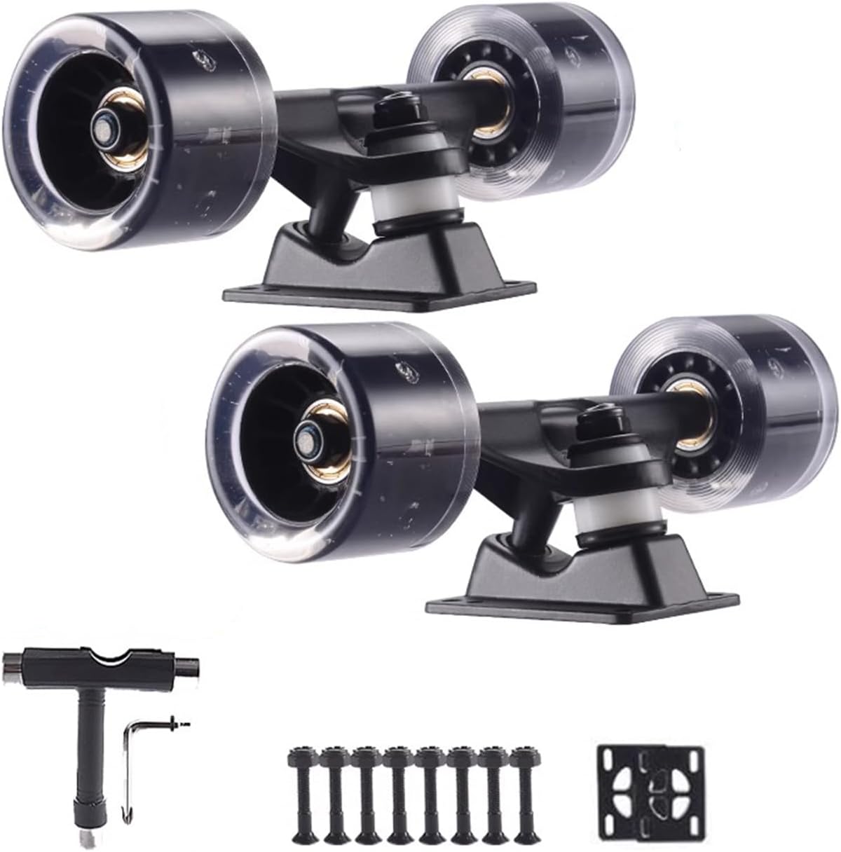 TRAFPORT Skateboard Trucks Set 4 Pcs Pack Wheels Longboard Wheels for Cruising Street Wheel 60mm with Skateboard Bearings Skateboard Pads Skateboard Tool