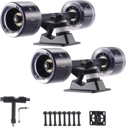 TRAFPORT Skateboard Trucks Set 4 Pcs Pack Wheels Longboard Wheels for Cruising Street Wheel 60mm with Skateboard Bearings Skateboard Pads Skateboard Tool
