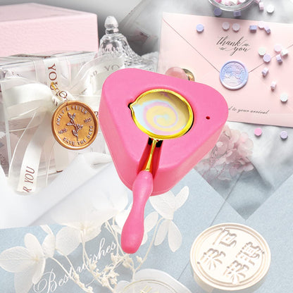 Wax Seal Warmer Wax Seal Kit with Spoon and Tweezers, Great Tool for Melting Sealing Beads (Pink)