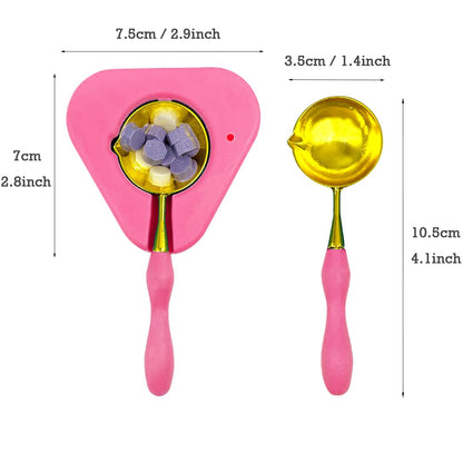 Wax Seal Warmer Wax Seal Kit with Spoon and Tweezers, Great Tool for Melting Sealing Beads (Pink)