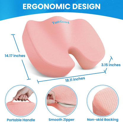 TushGuard Seat Cushion for Office Chair, Memory Foam Chair Cushion, Pink