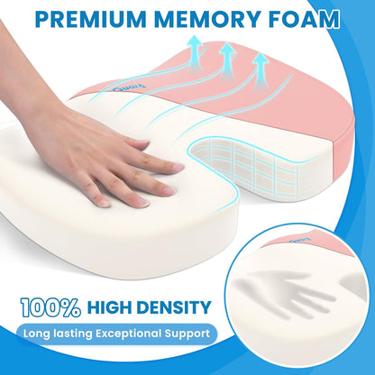 TushGuard Seat Cushion for Office Chair, Memory Foam Chair Cushion, Pink