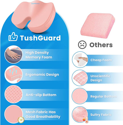 TushGuard Seat Cushion for Office Chair, Memory Foam Chair Cushion, Pink