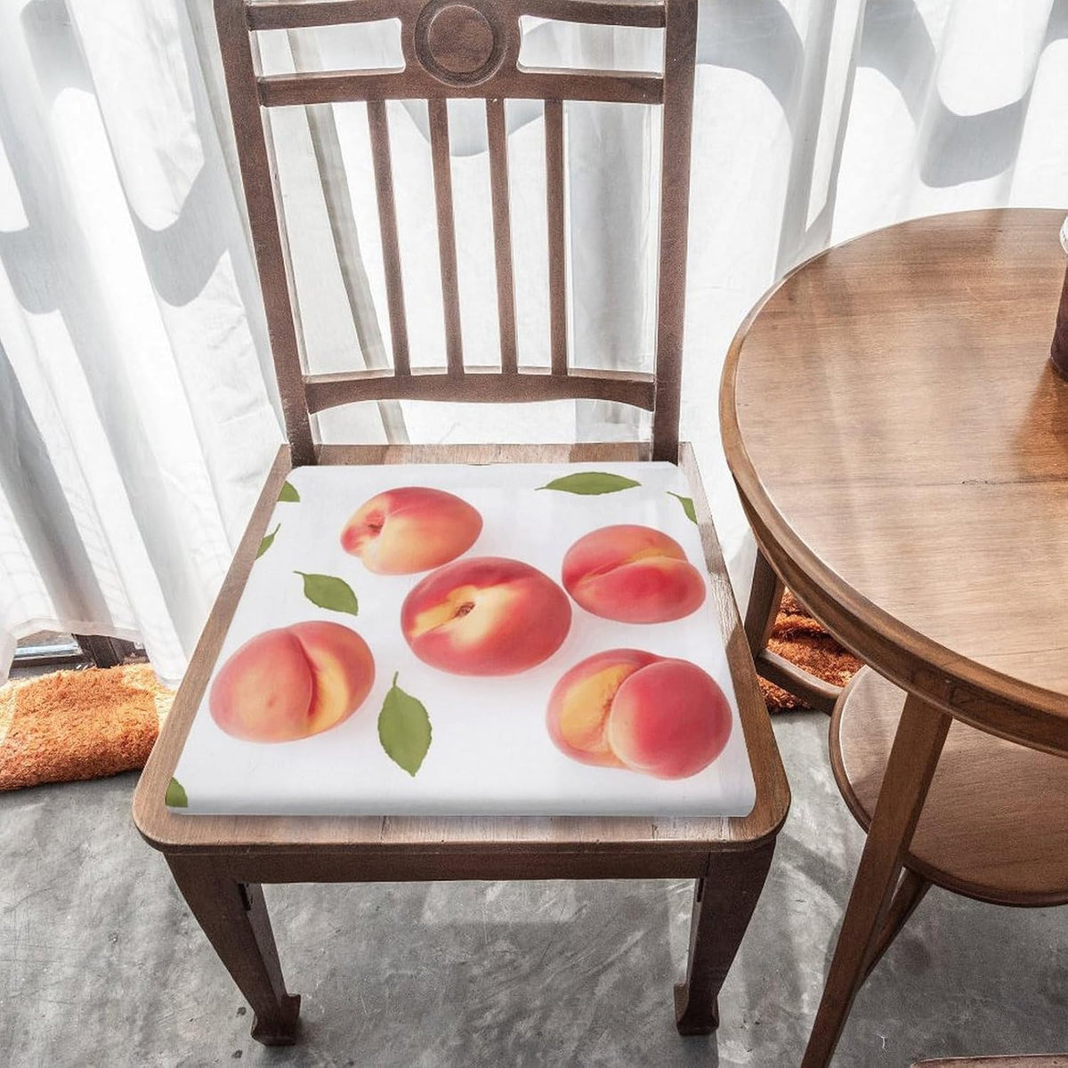 Pink Peach Seat Cushion, Chair Cushion with Zipper and Removable, Machine-Washable Cover,Chair Pad for Bedroom Kitchen Dining Room