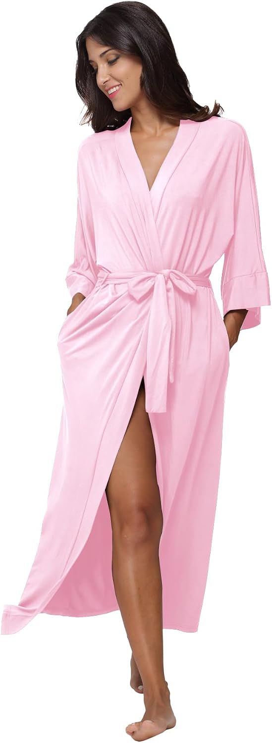 Women's Soft Robes Long Bath Robes Full Length Kimonos Sleepwear Dressing Gown,Solid Color