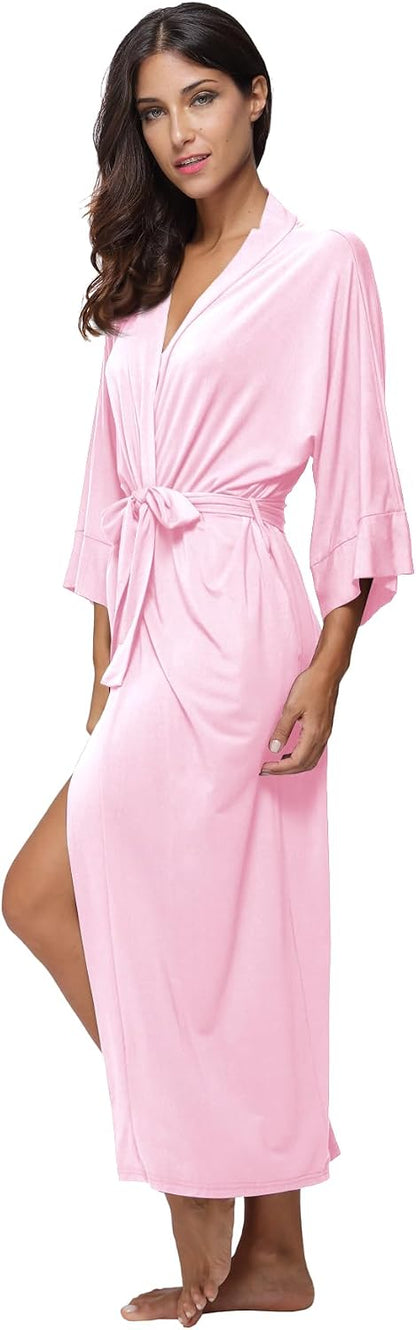 Women's Soft Robes Long Bath Robes Full Length Kimonos Sleepwear Dressing Gown,Solid Color