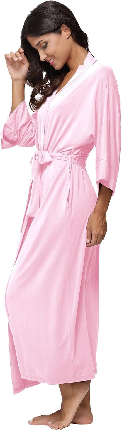 Women's Soft Robes Long Bath Robes Full Length Kimonos Sleepwear Dressing Gown,Solid Color