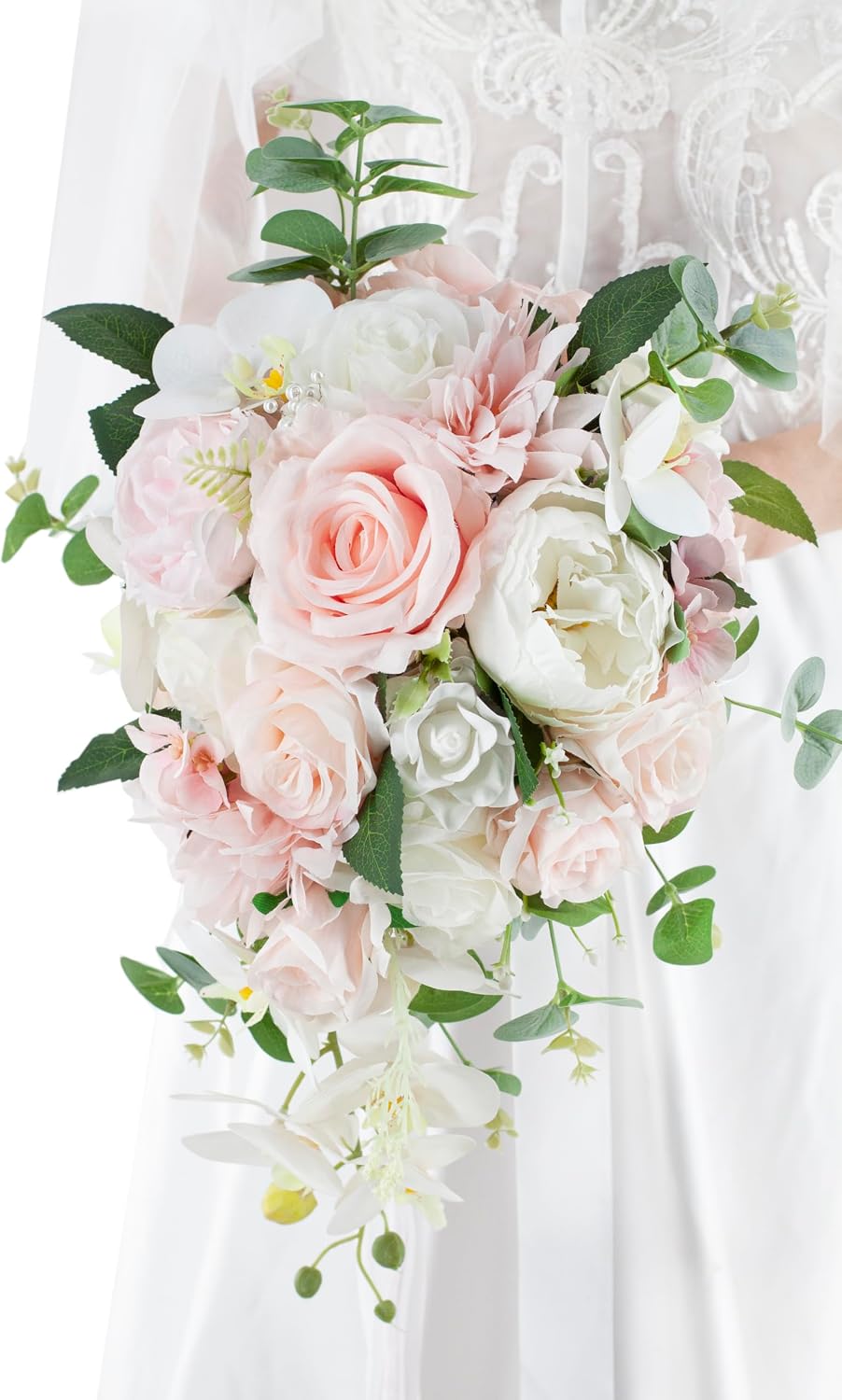 10 Inch Blush Cascading Bridal Wedding Bouquets for Bride