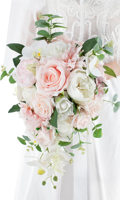 10 Inch Blush Cascading Bridal Wedding Bouquets for Bride