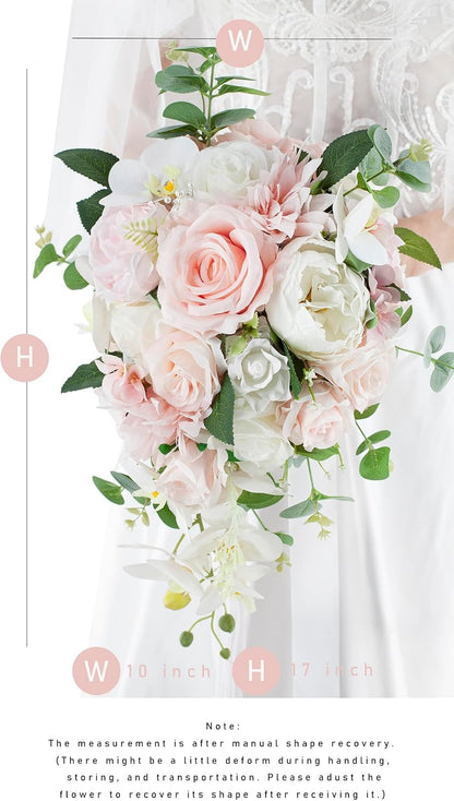 10 Inch Blush Cascading Bridal Wedding Bouquets for Bride