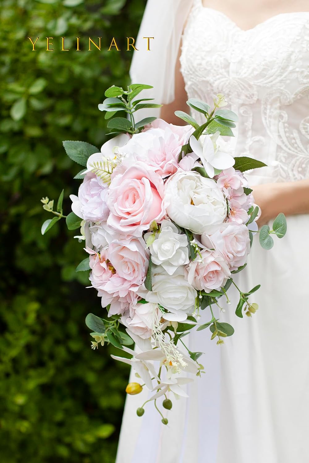10 Inch Blush Cascading Bridal Wedding Bouquets for Bride