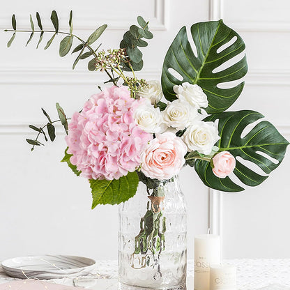 3 Pcs Pink Hydrangea Artificial Flowers,Latex Real Touch Flower with Stems