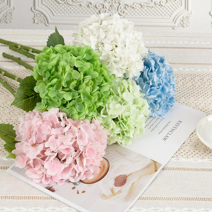 3 Pcs Pink Hydrangea Artificial Flowers,Latex Real Touch Flower with Stems