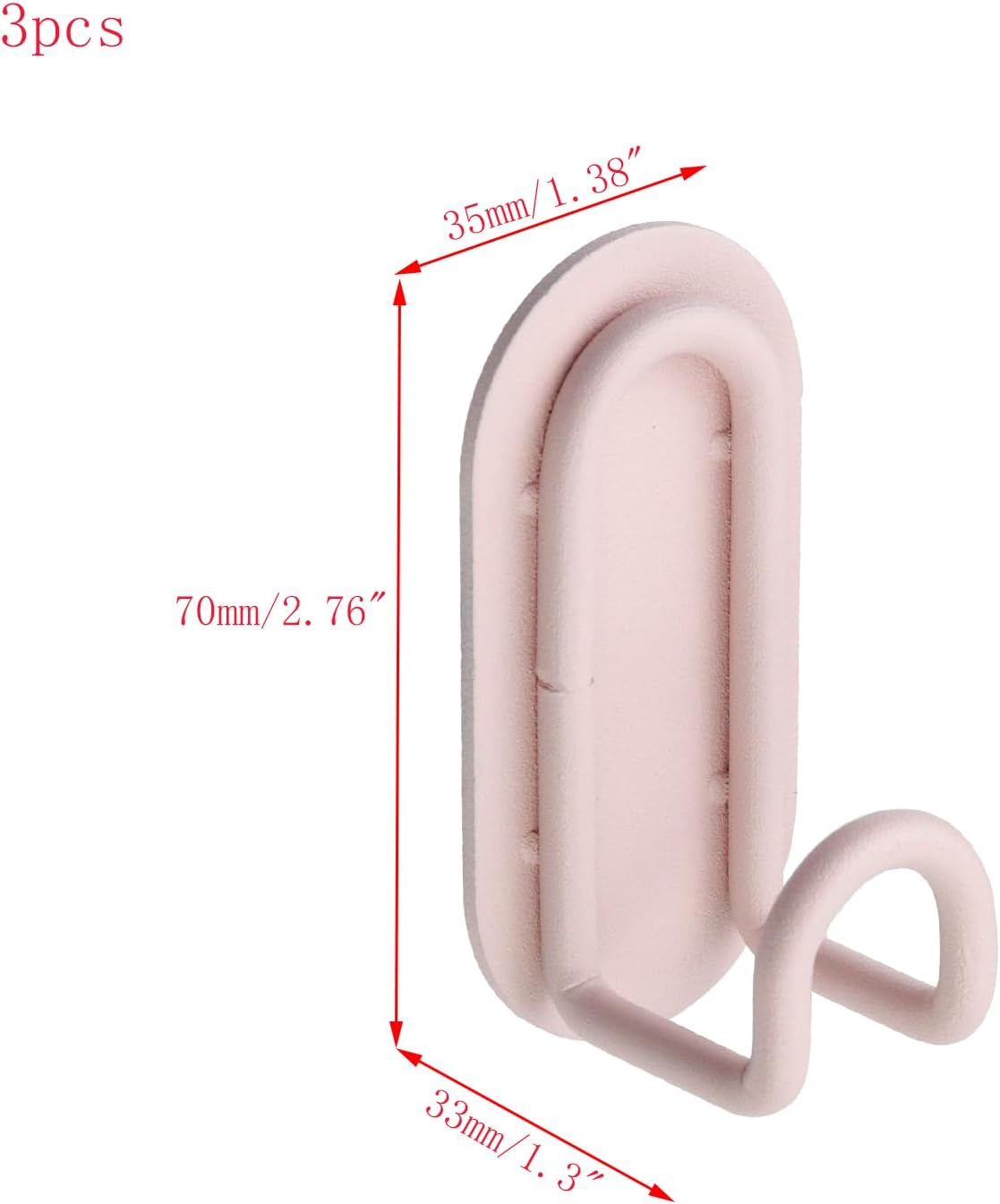 3pcs Adhesive Towel Hooks Metal Robe Hangers Stick on Wall Bathroom Hooks Heavy Duty Towel Racks Holder Pink Shower Hooks for Hanging Coat Hat Handbag Tie (Pink)