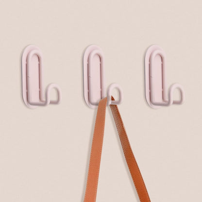 3pcs Adhesive Towel Hooks Metal Robe Hangers Stick on Wall Bathroom Hooks Heavy Duty Towel Racks Holder Pink Shower Hooks for Hanging Coat Hat Handbag Tie (Pink)