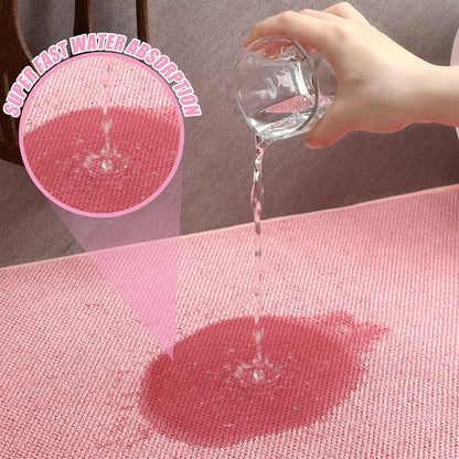 2 Pcs Dish Drying Mats for Kitchen Counter, Pink, 30 x 24 Inch
