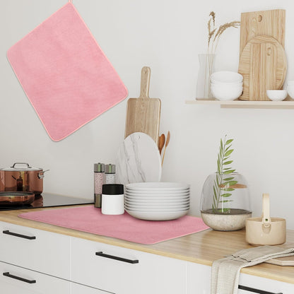 2 Pcs Dish Drying Mats for Kitchen Counter, Pink, 30 x 24 Inch