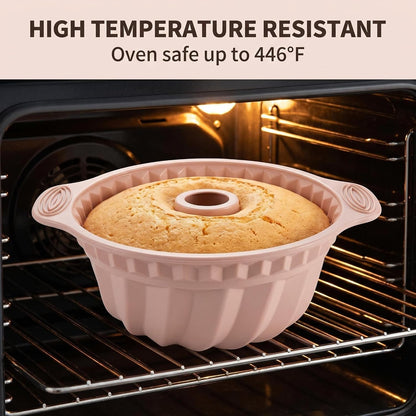 Nonstick Silicone Bakeware Set, 6 set Baking Cake Pan, Economical BPA Free Heat Resistant Bakeware Tools for DIY Loaf Bread Cheesecake Pizza Cupcake Muffin (Pink)