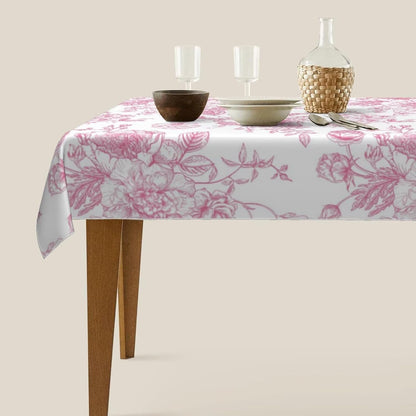 Pink Floral Tablecloth 60 x 120 Inch Rectangle Chinoiserie Flowers Decorative Table Cloth Rustic Fabric Farmhouse Washable Table Cover for Picnic Party Holiday Home Indoor Outdoor