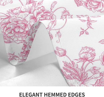 Pink Floral Tablecloth 60 x 120 Inch Rectangle Chinoiserie Flowers Decorative Table Cloth Rustic Fabric Farmhouse Washable Table Cover for Picnic Party Holiday Home Indoor Outdoor
