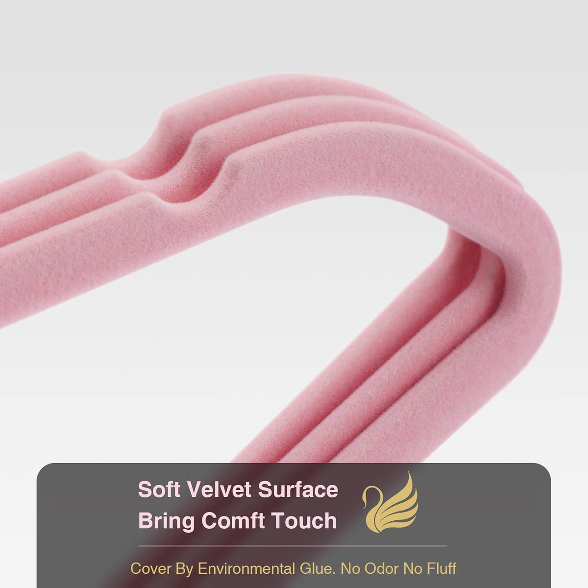 Velvet Hangers 50 Pack,Pink Felt Hangers,Durable Non Slip Hangers