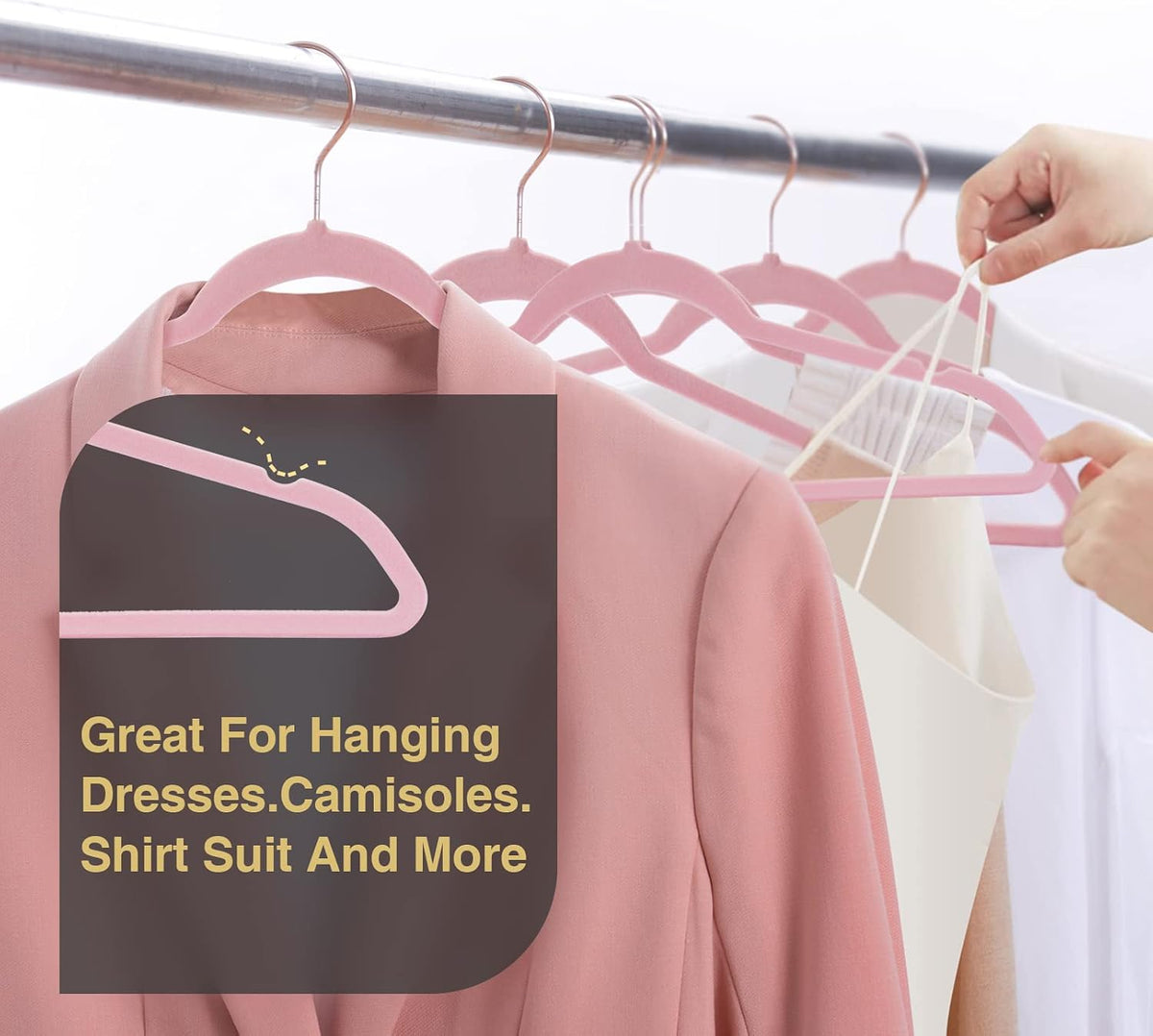 Velvet Hangers 50 Pack,Pink Felt Hangers,Durable Non Slip Hangers