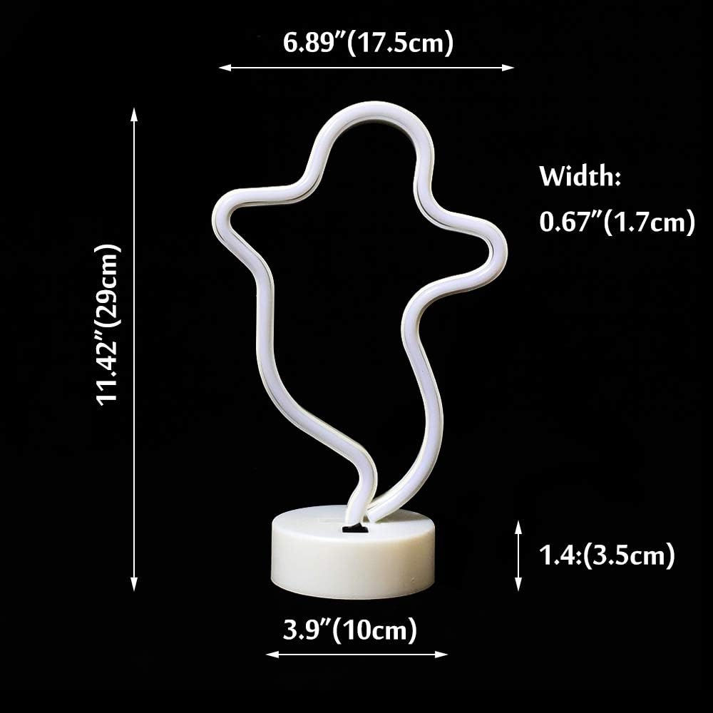 Ghost Neon Lights Halloween Decorations, LED Spooky Neon Signs(Pink)