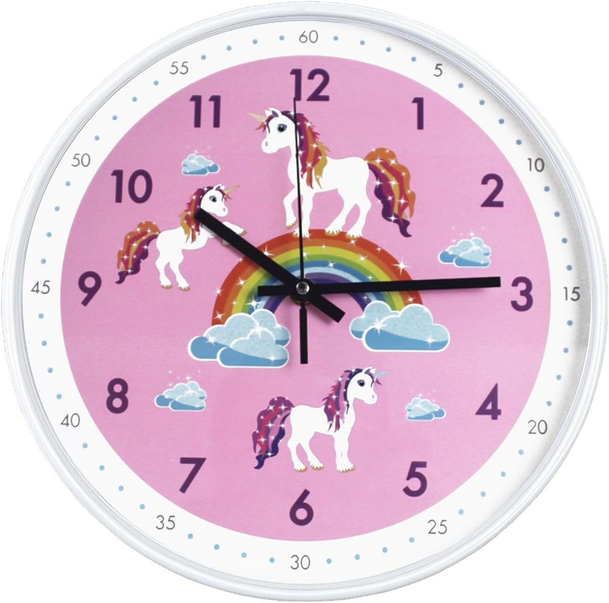 Pink Wall Clock,Silent Non Ticking Children's Décor Quiet Clocks for Kids Room,Office,School,Bedroom,Kitchen,Classroom (12 inch Pink)