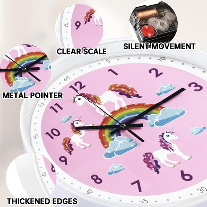 Pink Wall Clock,Silent Non Ticking Children's Décor Quiet Clocks for Kids Room,Office,School,Bedroom,Kitchen,Classroom (12 inch Pink)
