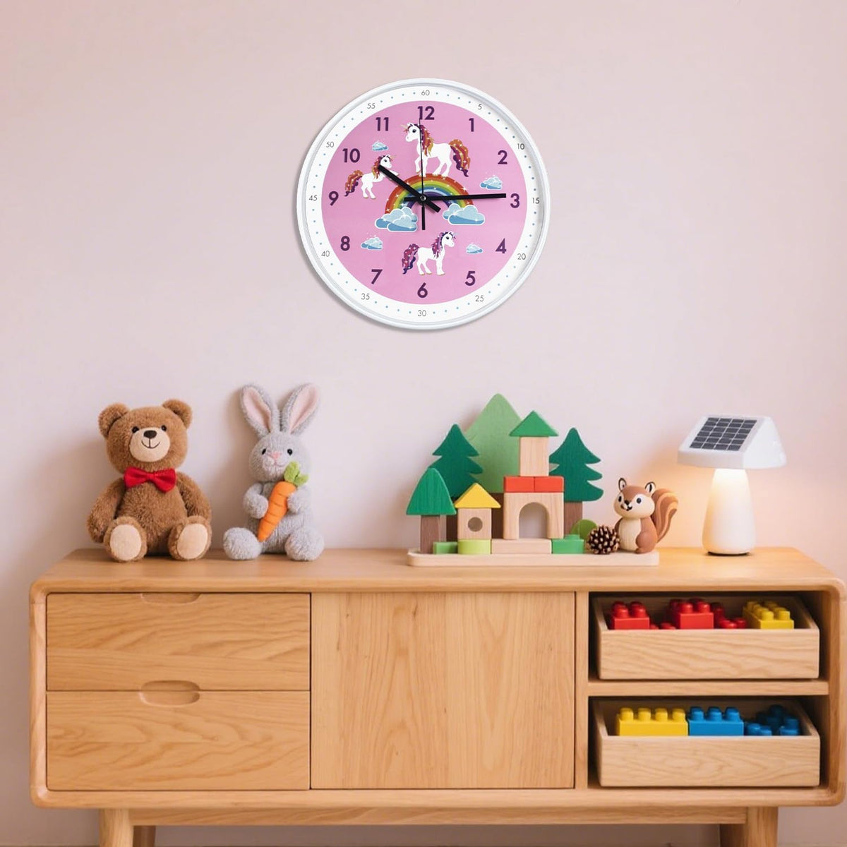 Pink Wall Clock,Silent Non Ticking Children's Décor Quiet Clocks for Kids Room,Office,School,Bedroom,Kitchen,Classroom (12 inch Pink)