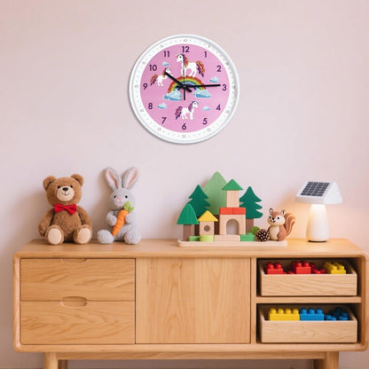 Pink Wall Clock,Silent Non Ticking Children's Décor Quiet Clocks for Kids Room,Office,School,Bedroom,Kitchen,Classroom (12 inch Pink)